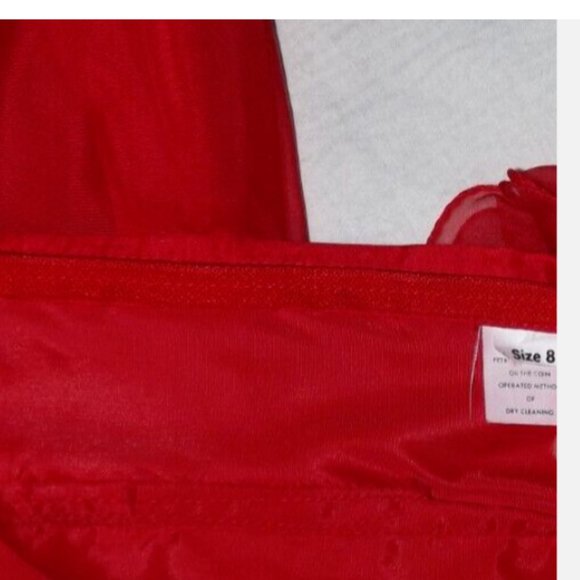 Vintage Red Maxi Dress Southern Bell Sheer Illusion Swiss Sheer Ruffles Size 8 - Picture 15 of 15